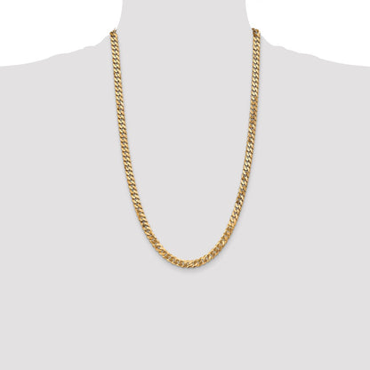 6.25mm Flat Beveled Curb Chain - Yellow Gold