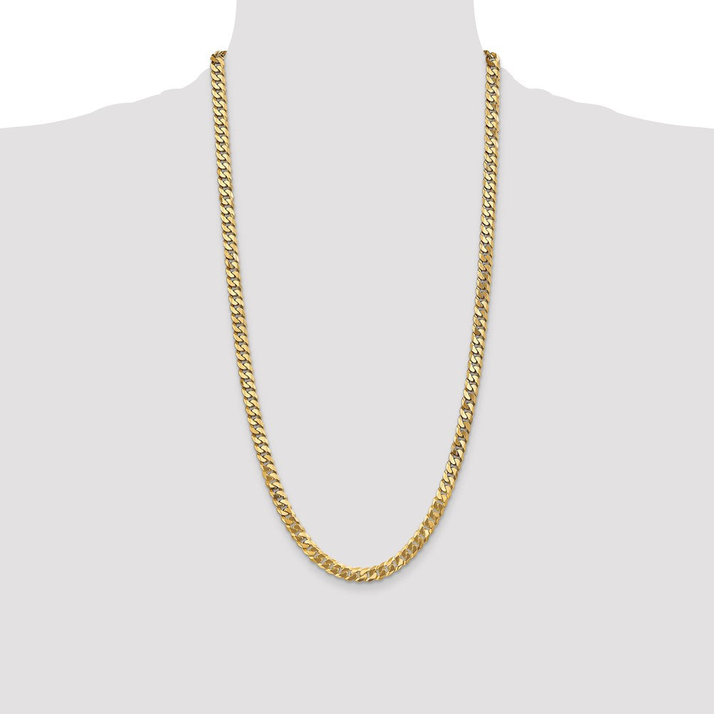 6.25mm Flat Beveled Curb Chain - Yellow Gold