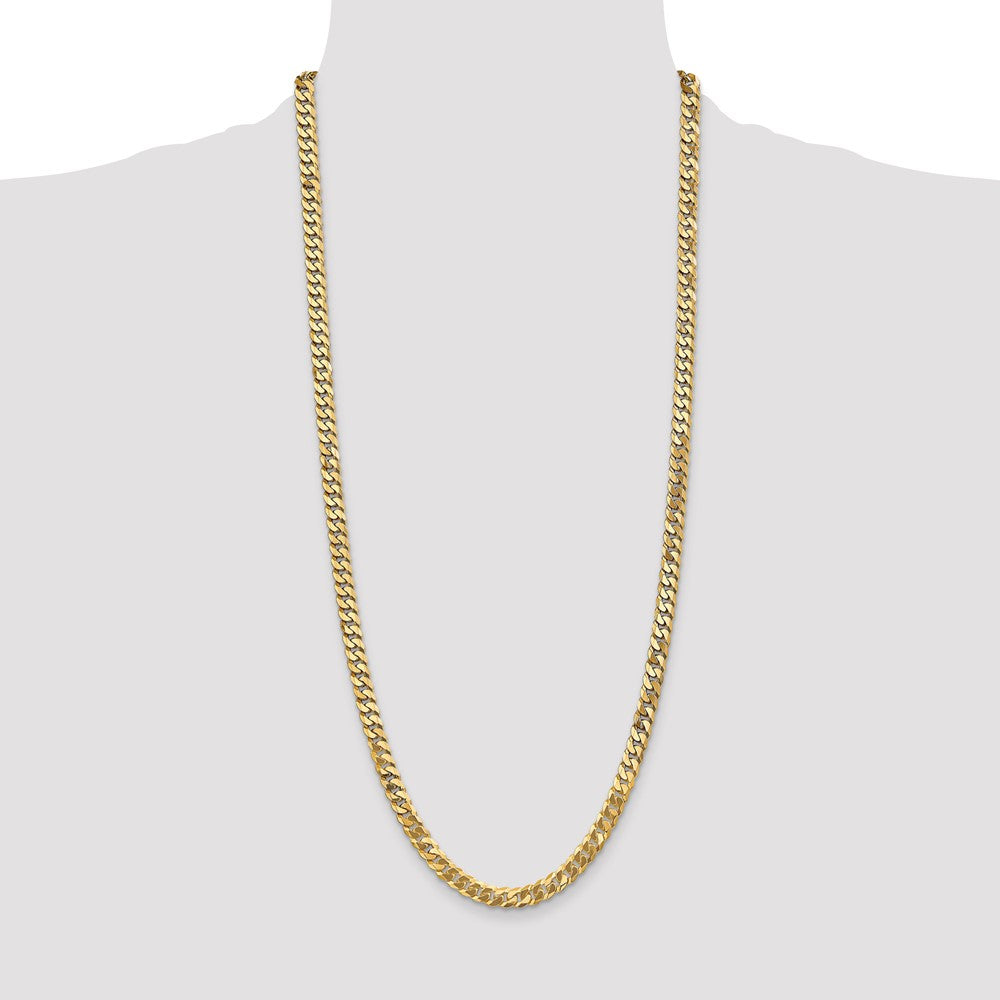 6.25mm Flat Beveled Curb Chain - Yellow Gold