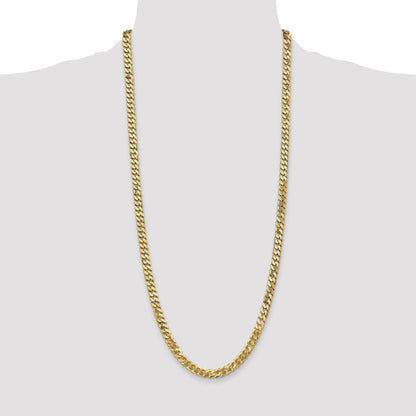 6.25mm Flat Beveled Curb Chain - Yellow Gold
