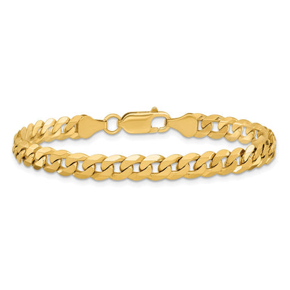 6.25mm Flat Beveled Curb Chain - Yellow Gold