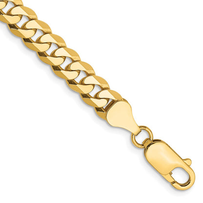 6.25mm Flat Beveled Curb Chain - Yellow Gold