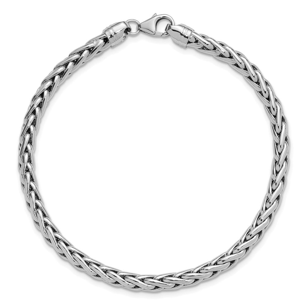 White Polished Wheat Chain Bracelet 8.25"