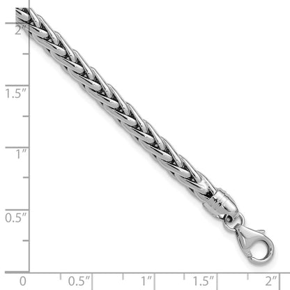 White Polished Wheat Chain Bracelet 8.25"