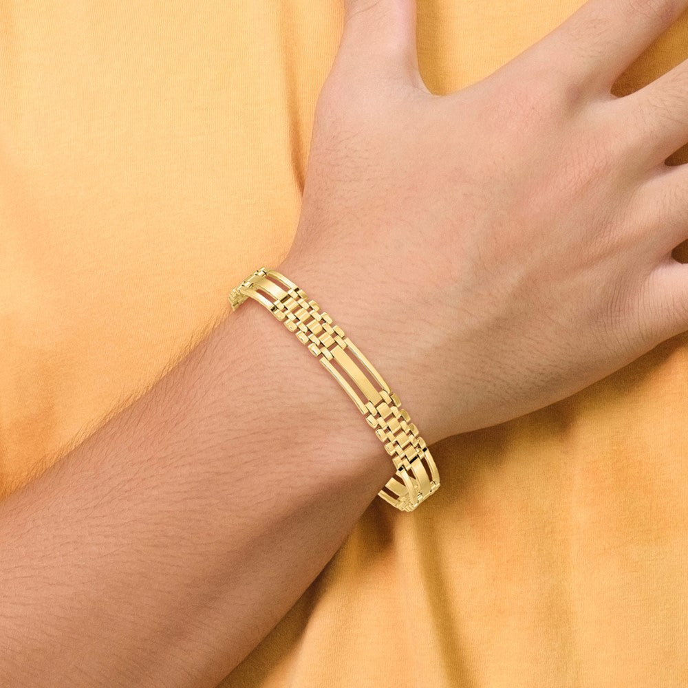 Polished and Satin Mens Link Bracelet 8.75" - 10.1mm