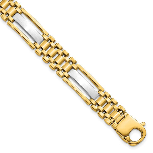 Mens Polished and Satin Mens Link Bracelet 8.75"