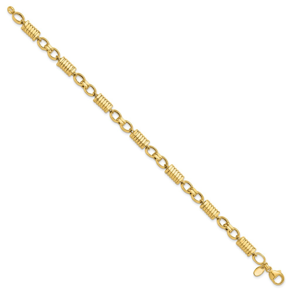 Polished and Grooved Fancy Link Men's Bracelet 8.5"