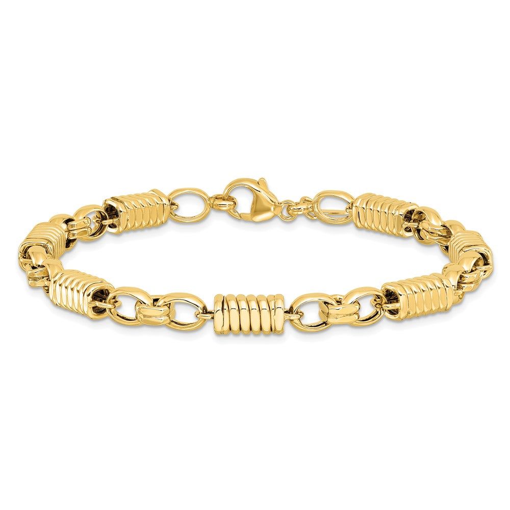 Polished and Grooved Fancy Link Men's Bracelet 8.5"