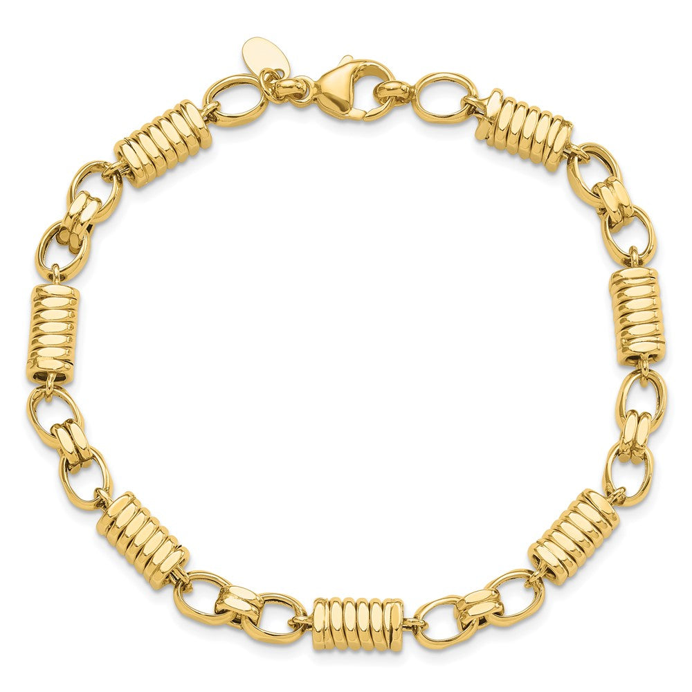 Polished and Grooved Fancy Link Men's Bracelet 8.5"