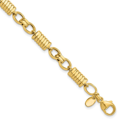 Polished and Grooved Fancy Link Men's Bracelet 8.5"