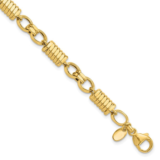 Polished and Grooved Fancy Link Men's Bracelet 8.5"