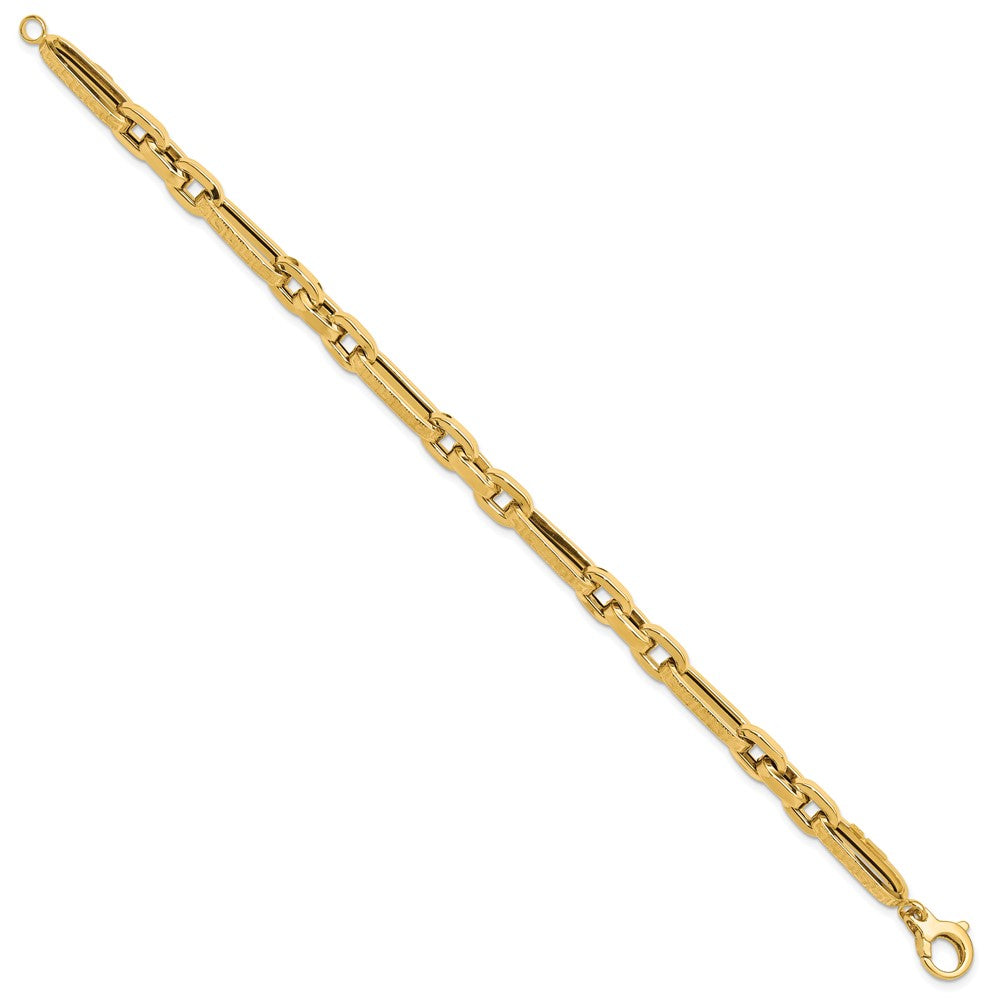 Polished and Textured Design Fancy Link Bracelet 8"
