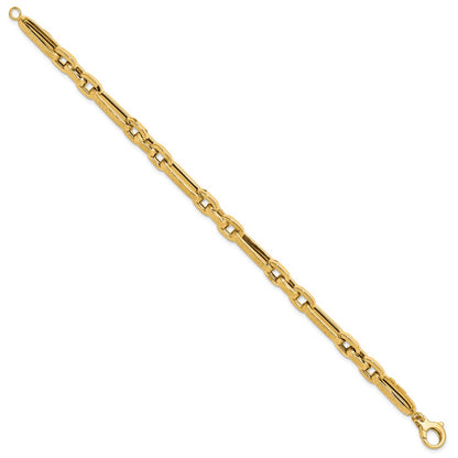 Polished and Textured Design Fancy Link Bracelet 8"