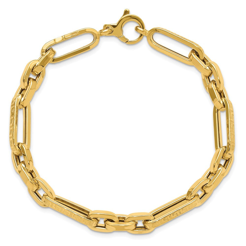 Polished and Textured Design Fancy Link Bracelet 8"