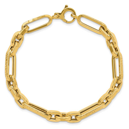 Polished and Textured Design Fancy Link Bracelet 8"