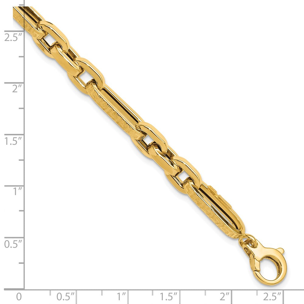 Polished and Textured Design Fancy Link Bracelet 8"