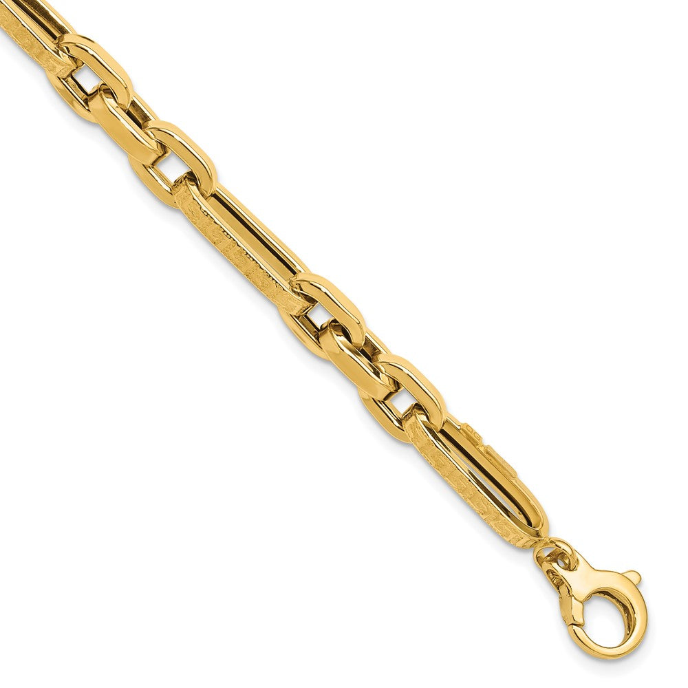 Polished and Textured Design Fancy Link Bracelet 8"