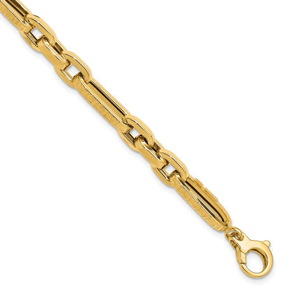 Polished and Textured Design Fancy Link Bracelet 8"