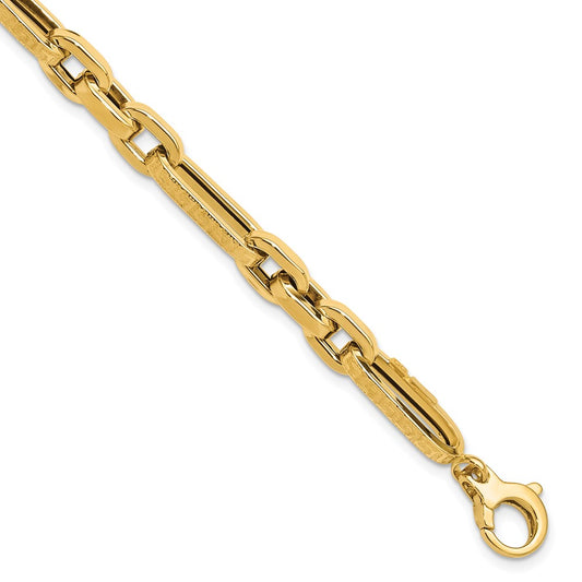 Polished and Textured Design Fancy Link Bracelet 8"