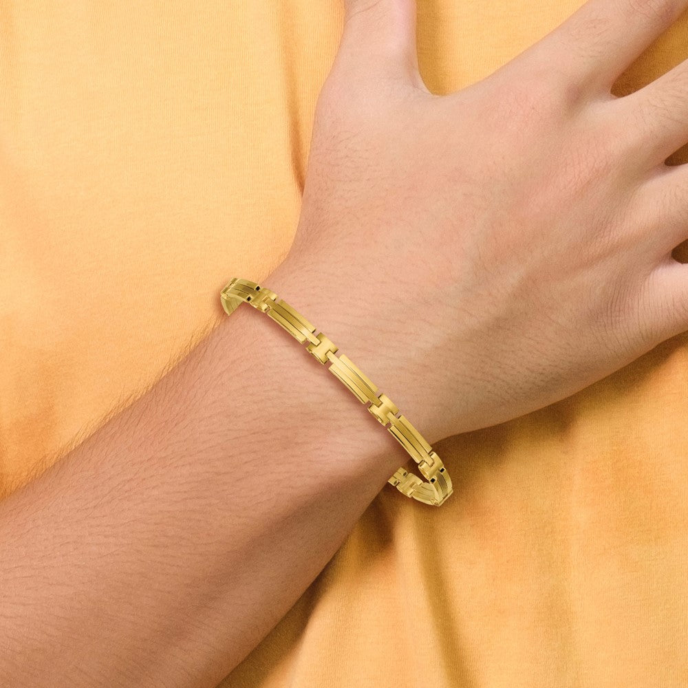 Polished and Brushed 5mm Fancy Link Bracelet 8"