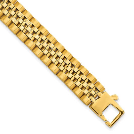 Brushed and Polished Fancy Link 12mm Men's Bracelet 8.5"