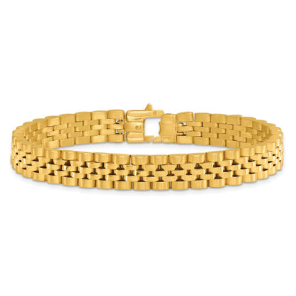 Brushed and Polished Fancy Link 10mm Men's Bracelet 8.5"