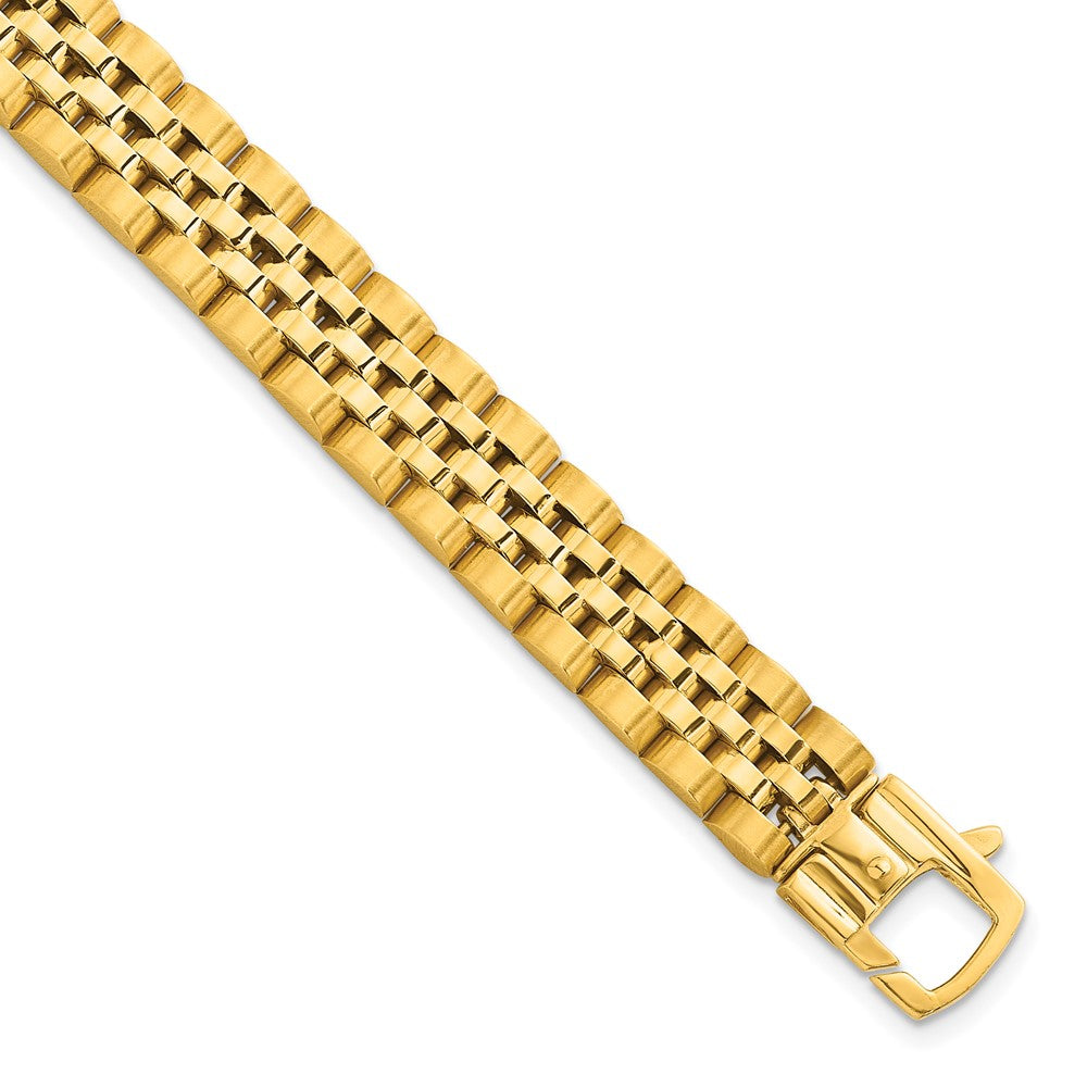 Brushed and Polished Fancy Link 10mm Men's Bracelet 8.5"