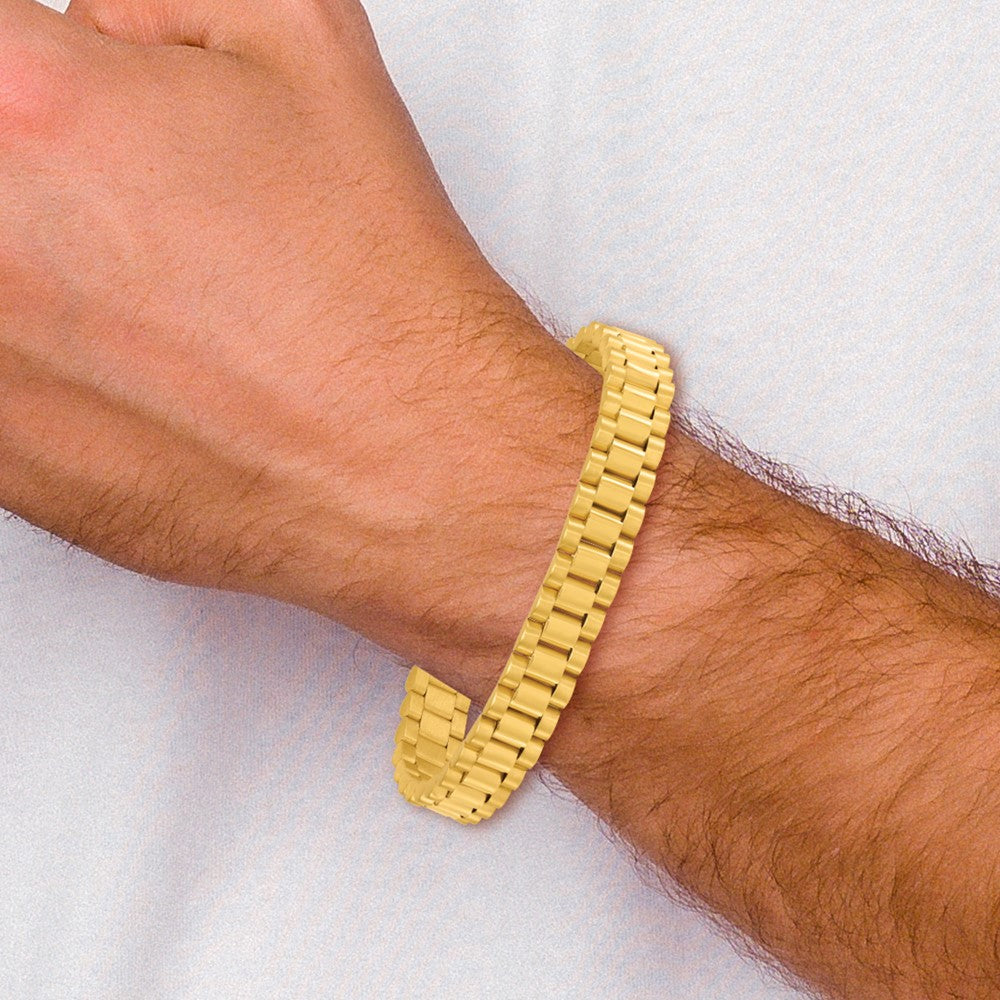 Brushed and Polished Link 10.25mm Men's Bracelet 8.5"