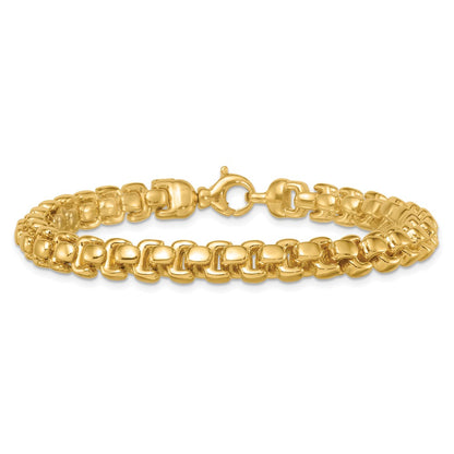 Polished Fancy Square Link 7.5mm Bracelet 8"