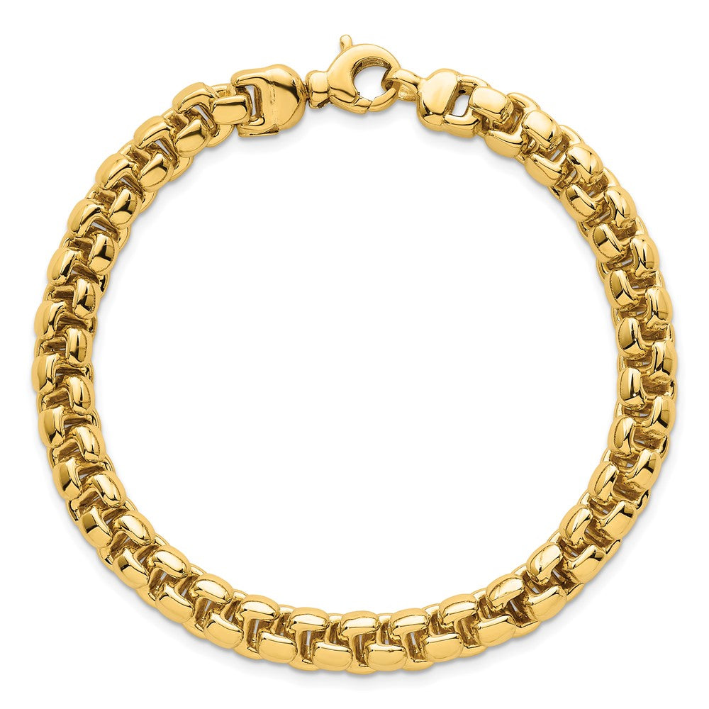 Polished Fancy Square Link 7.5mm Bracelet 8"