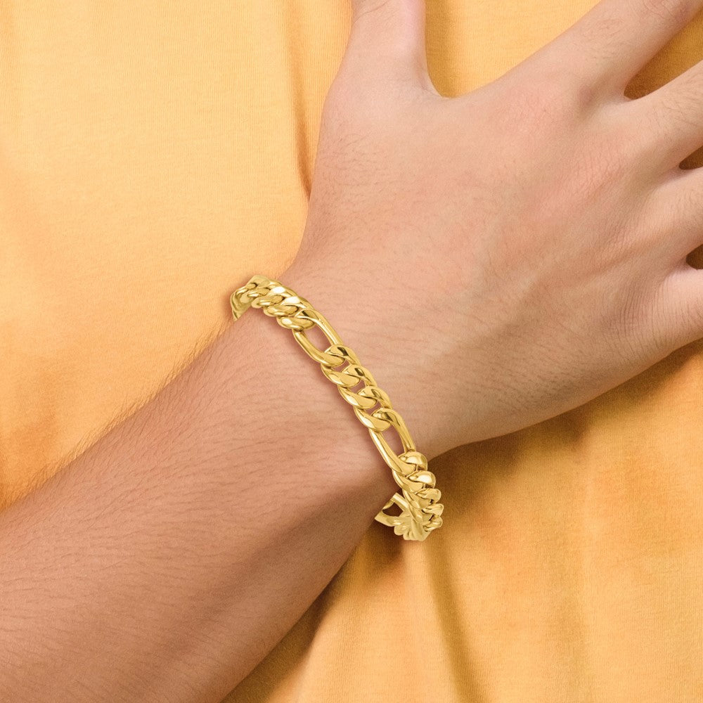 Polished Flat Figaro Chain 8.75mm Men's Bracelet 8.5"