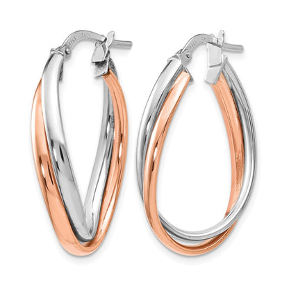 Polished Fancy Hoop Earrings - Two-Tone Gold