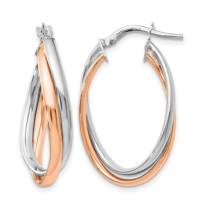 Polished Fancy Hoop Earrings - Two-Tone Gold