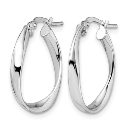 Polished Hoop Earrings - 3mm, Yellow Gold with Rhodium