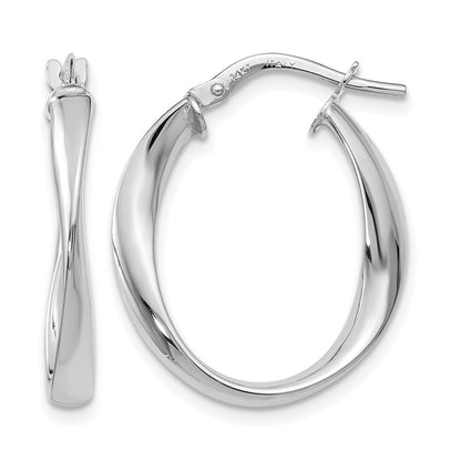 Polished Hoop Earrings - 3mm, Yellow Gold with Rhodium