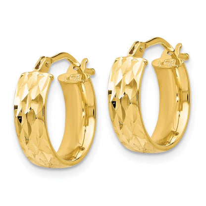 Polished and D/C Hoop Earrings - 13.5mm