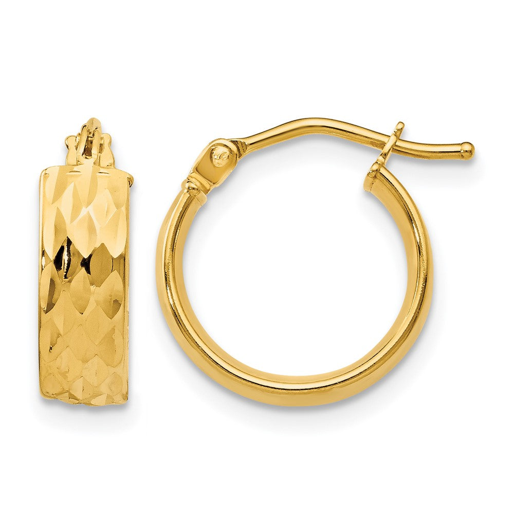 Polished and D/C Hoop Earrings - 13.5mm