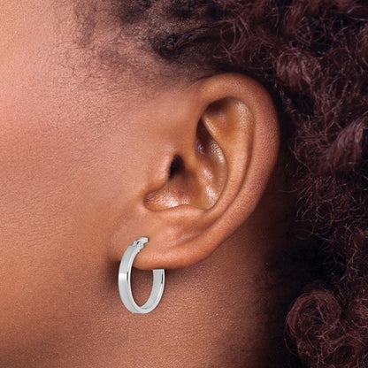 Polished Hoop Earrings - White Gold