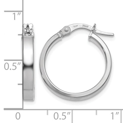 Polished Hoop Earrings - White Gold