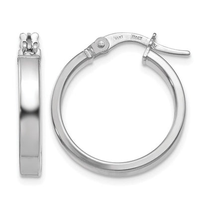 Polished Hoop Earrings - White Gold