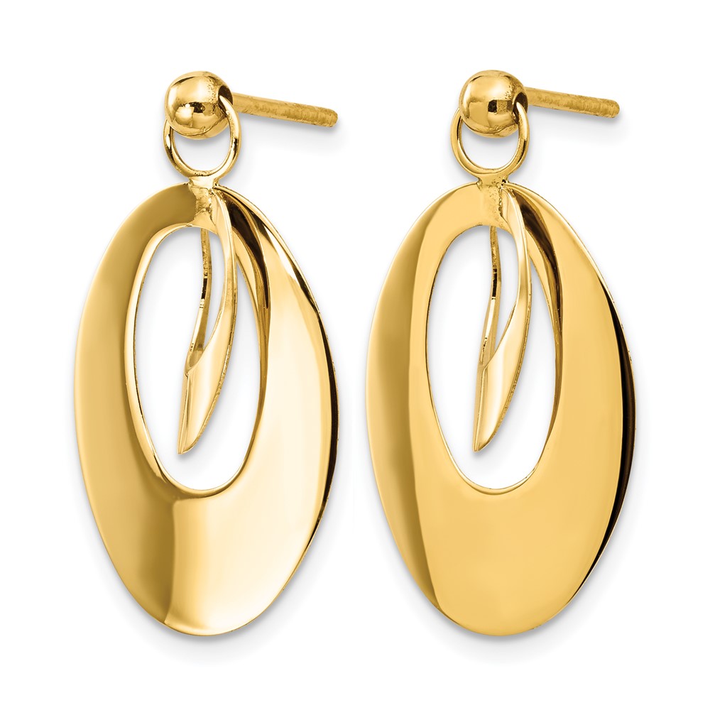 Polished and Scratch Finish Oval Post Earrings