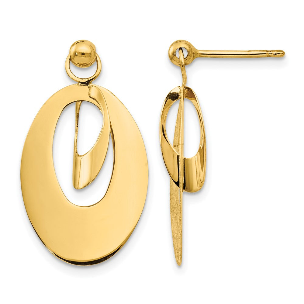 Polished and Scratch Finish Oval Post Earrings