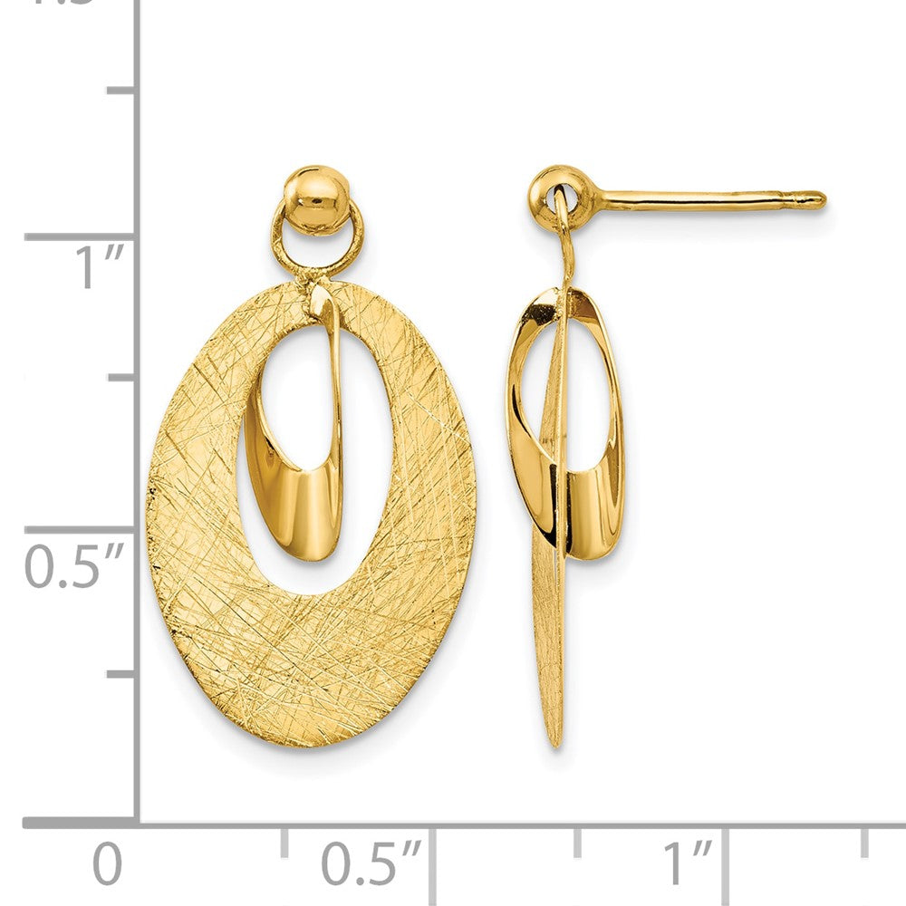 Polished and Scratch Finish Oval Post Earrings
