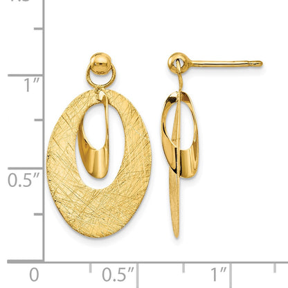 Polished and Scratch Finish Oval Post Earrings