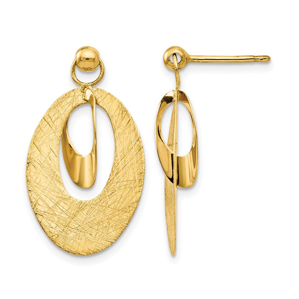 Polished and Scratch Finish Oval Post Earrings