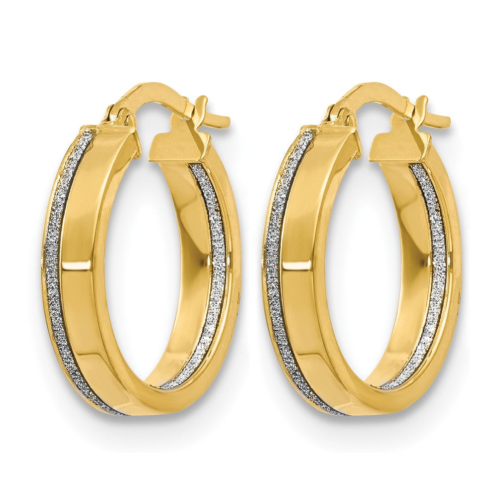 Polished Glimmer Infused Hoop Earrings - 3.75mm, Yellow Gold