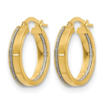 Polished Glimmer Infused Hoop Earrings - 3.75mm, Yellow Gold