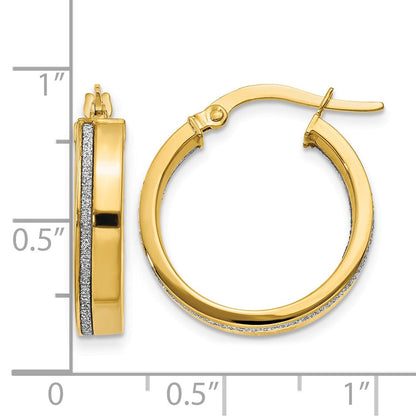 Polished Glimmer Infused Hoop Earrings - 3.75mm, Yellow Gold