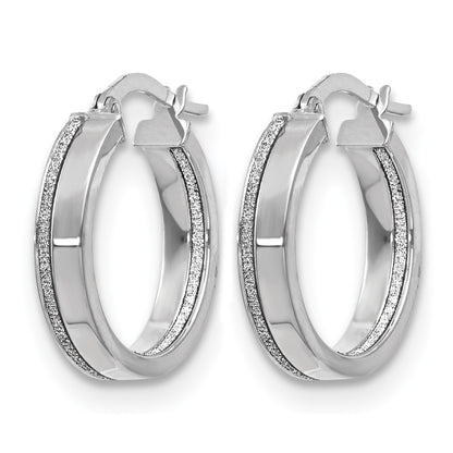 Polished Glimmer Infused Hoop Earrings - White Gold