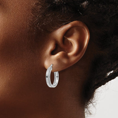 Polished Glimmer Infused Hoop Earrings - White Gold